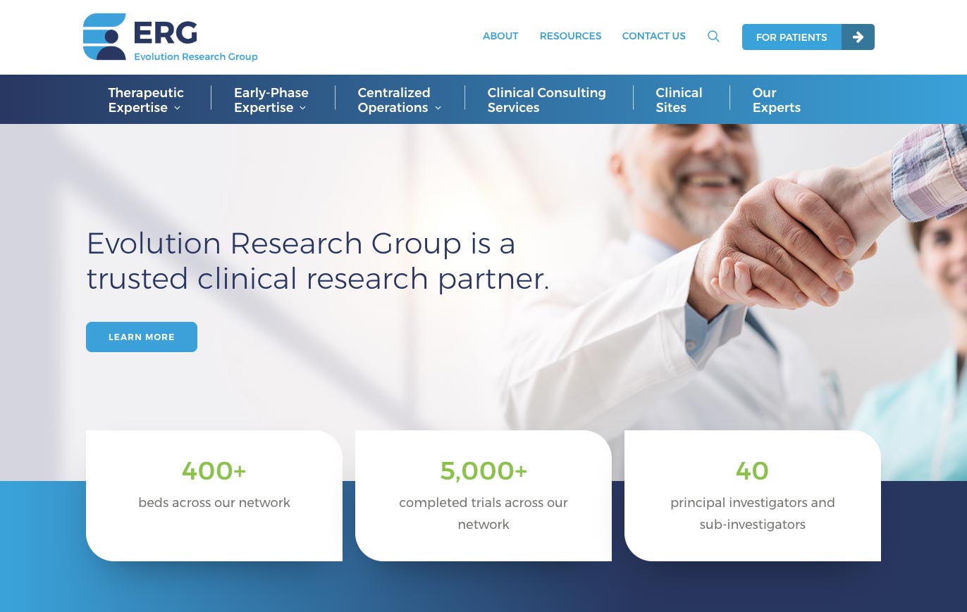 Home page for ERG clinical.